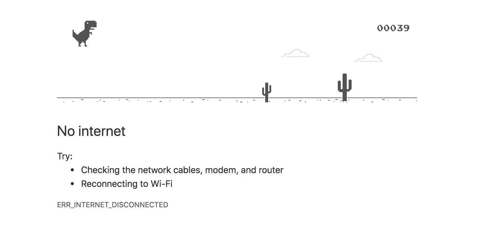 Play the offline dinosaur game google no wifi